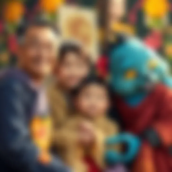 Yamcha and Bonyu enjoy a family moment with Puar and their daughter Ocha, showcasing a happy family scene.