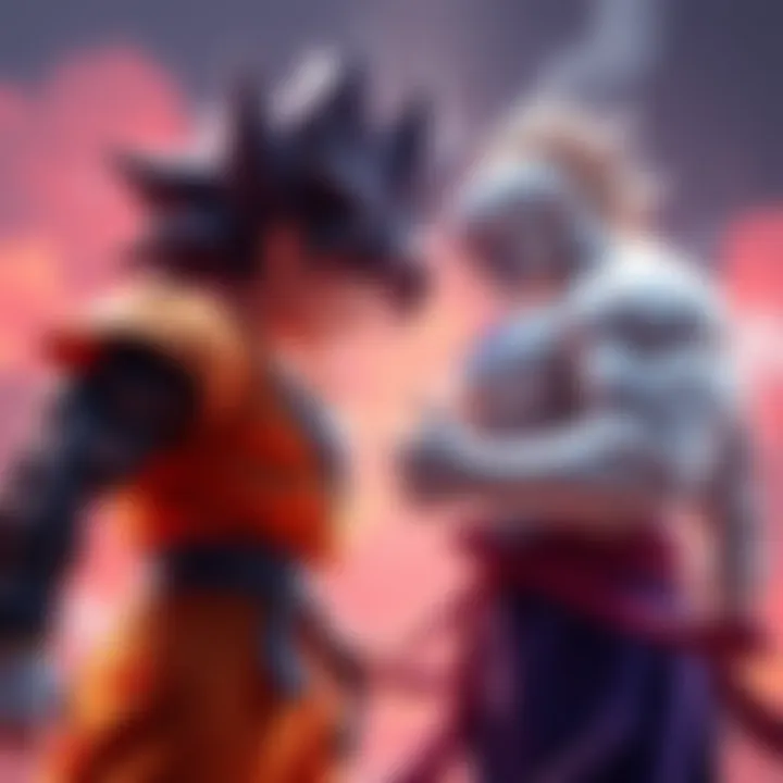 Yamcha stands ready for battle, facing Cooler, both characters showing their intense rivalry and power during an epic showdown