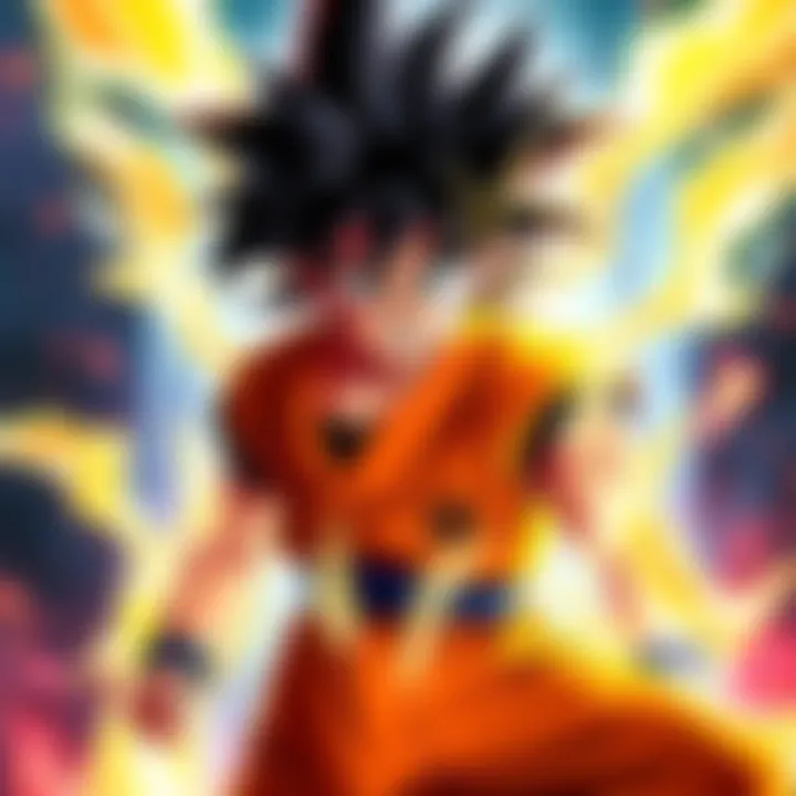 Yamcha transformed with Saiyan features, showcasing a powerful stance with energy aura surrounding him, looking confident and strong.