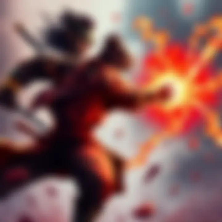 Yang battles Cinder Yang actively fighting Cinder with determination in a dramatic scene