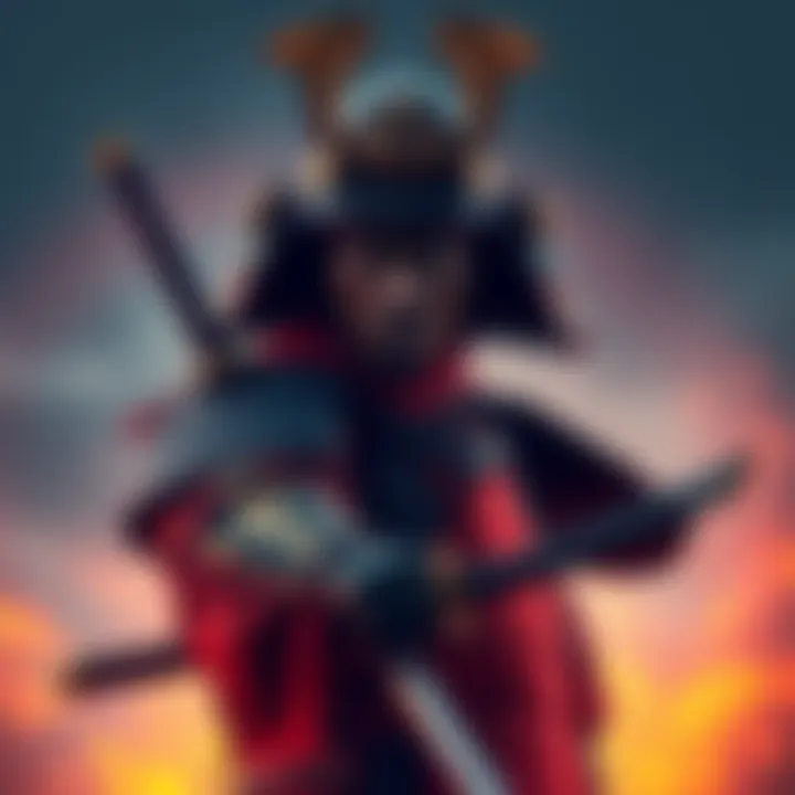 A portrait of Yasuke, the first African samurai, showcasing his traditional armor and katana, reflecting his cultural significance and historical roots.