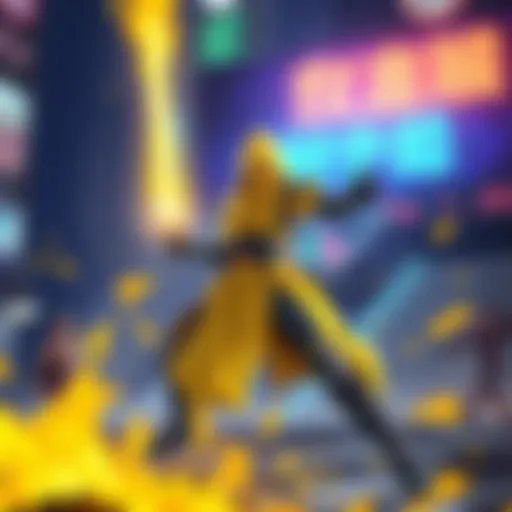 A dynamic illustration of the Yellow Flicker Beat stand, showcasing its ability to manipulate tempo and rhythm in a combat setting.