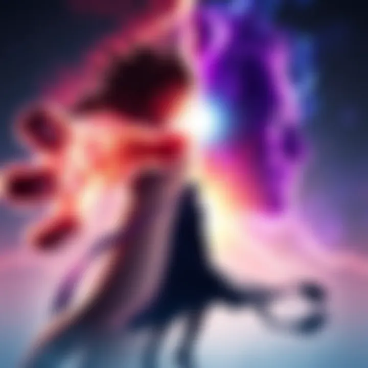 Yhwach and Zeno in Conflict Yhwach displaying his Almighty power facing Zeno, with a backdrop representing different timelines.