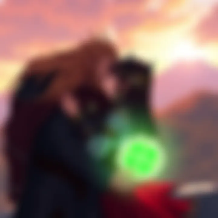 Ymir and Historia sharing a moment in the AOT universe, showing their strong bond and connection, surrounded by a scenic background.