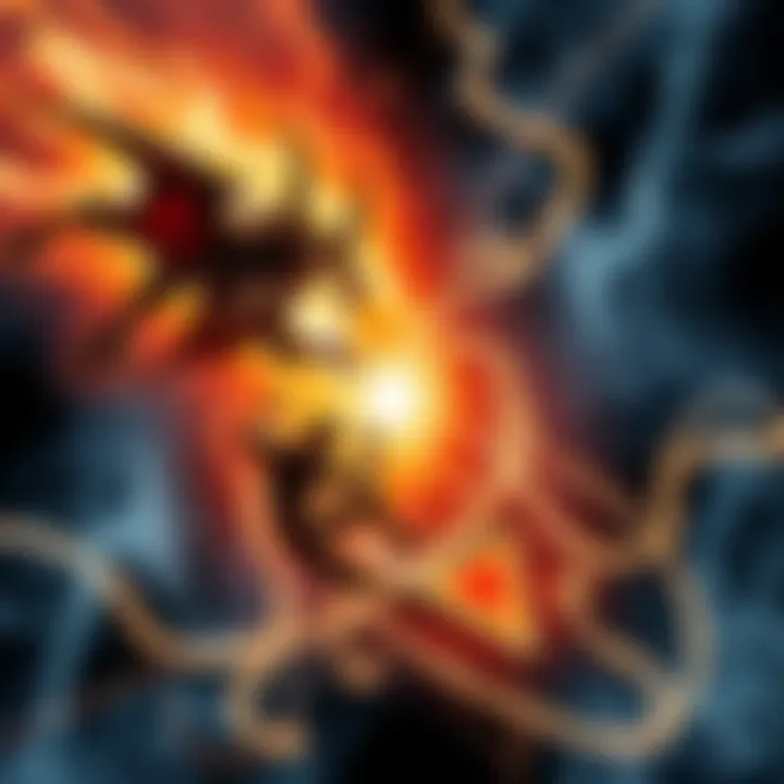 Yog-Sothoth and Presence Clash A cosmic battle scene featuring Yog-Sothoth and the Presence locked in an epic showdown, with swirling energy and dark cosmic backgrounds.