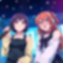 Yoko Hikasa and Abby Trott performing voice acting for a new anime, showcasing their passionate expressions and vibrant character designs.