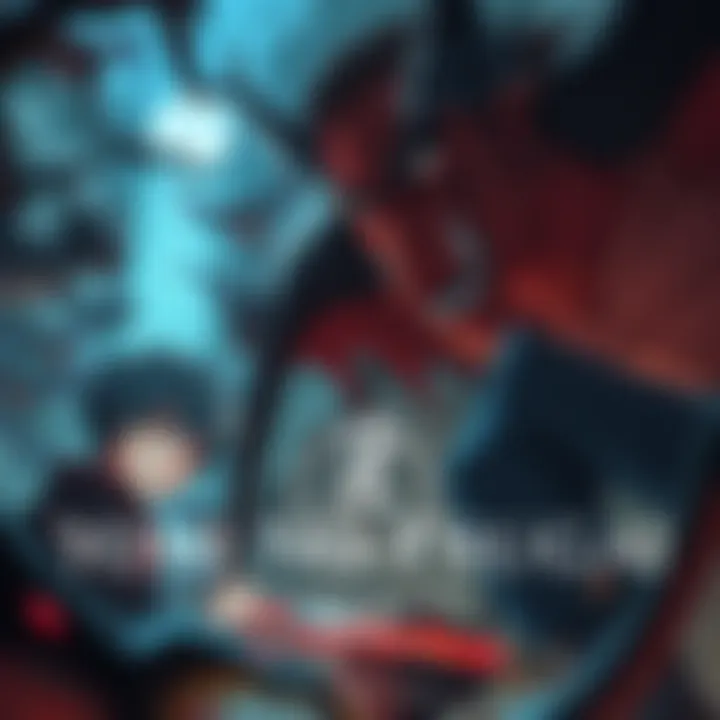 A scene from Yomi No Tsugai Episode 1 showing characters in the Shadow Realm surrounded by daemons.