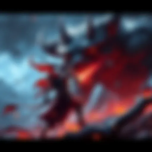 A fierce devil named Yoru confronts a massive primal creature in a dramatic showdown, showcasing the battle's intensity and stakes.
