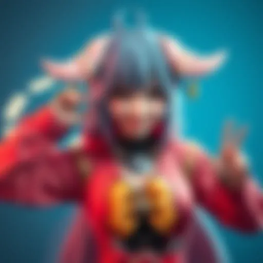 A person showcasing their Yoru cosplay outfit, featuring detailed design elements and accessories, with a joyful expression.