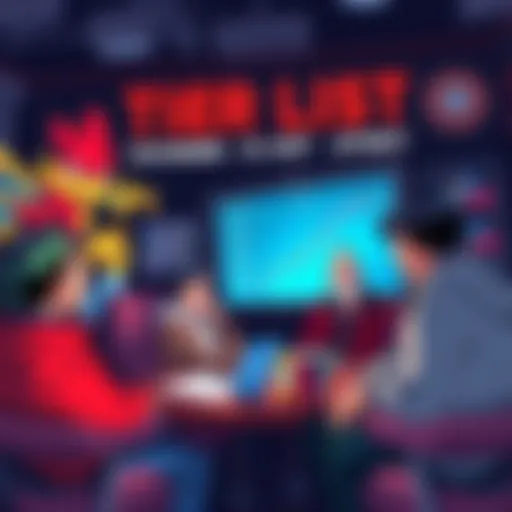 An illustration showing a heated discussion among fans about the Yoshidream tier list, featuring iconic characters like Mihawk, Ryuma, Akainu, and Joyboy with charts and rankings in the background.