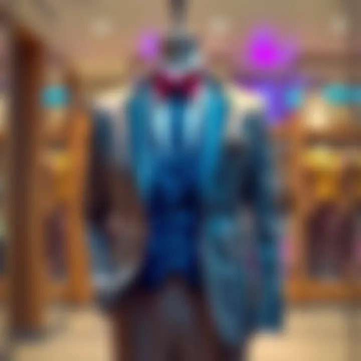 A stylish Yoshikage Kira suit displayed with a price tag under £50, suitable for prom