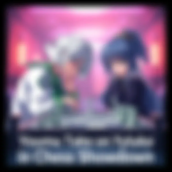 Youmu and Yuyuko engaged in a focused chess match, deep in thought over their next moves.