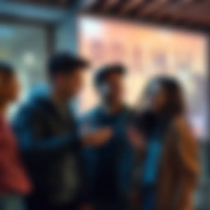 A group of young friends chatting casually, one of them gestures while saying Brah, reflecting modern slang use.
