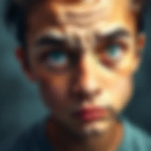 A 19-year-old with noticeable wrinkles on their forehead and around the eyes, looking concerned about their skin condition.