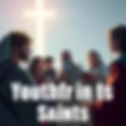 A group of young saints engaging in a conversation, showcasing their youthful energy and confidence. One elder saint watches over them, highlighting the contrast in ages.