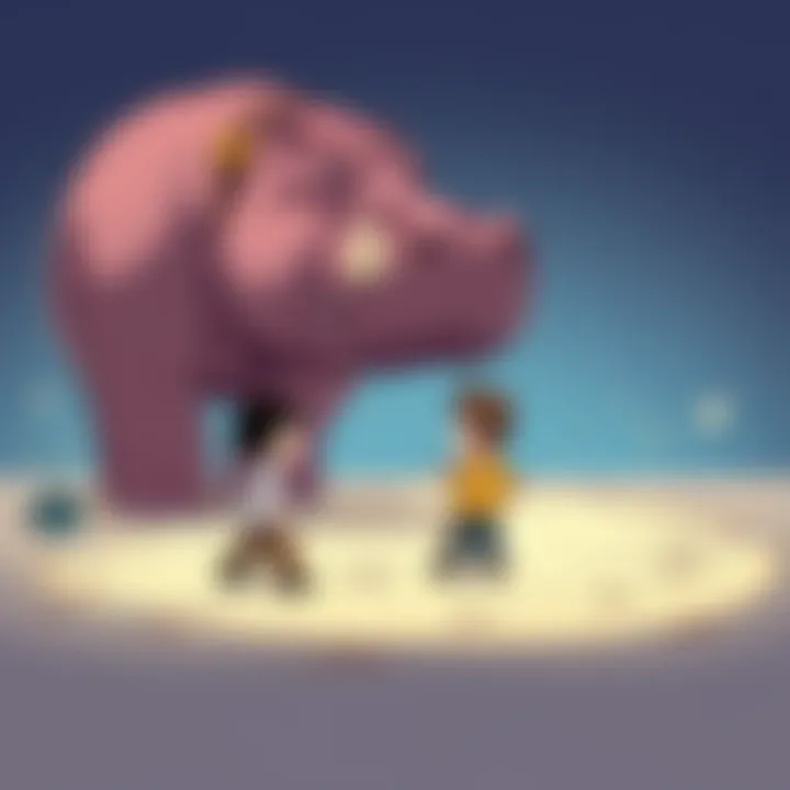 A cartoon-style Yuji Itadori preparing to face a large, imposing hippo in a showdown, showcasing their contrasting sizes and strengths.