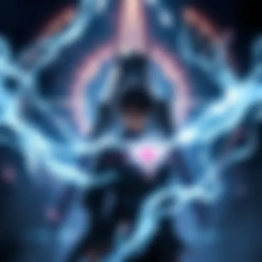 Yuji stands with glowing cursed energy around him, symbolizing the Black Flash blessing, with a shadowy figure of Sukuna in the background.