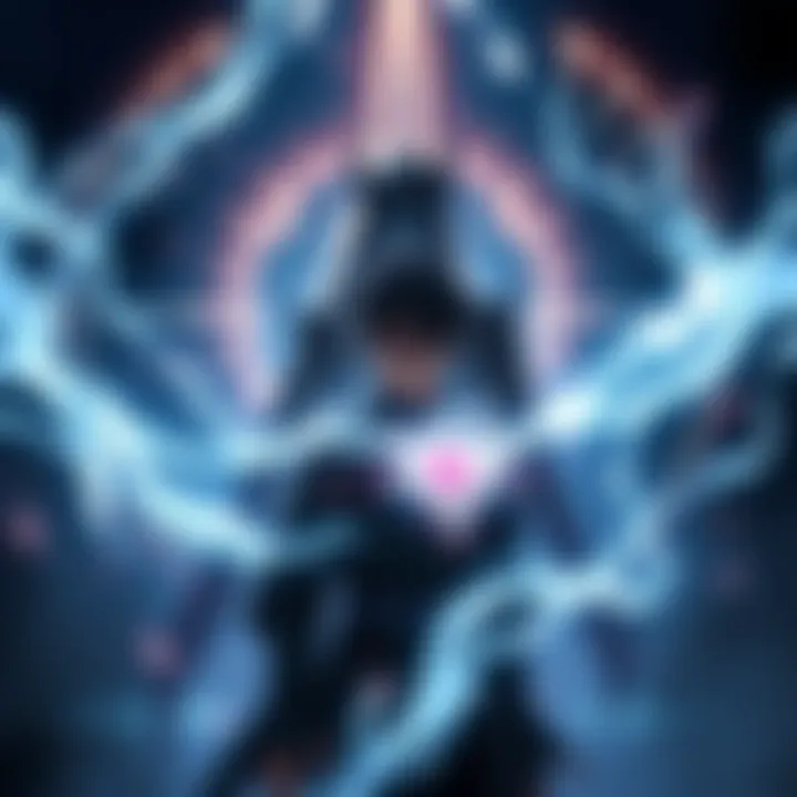 Yuji stands with glowing cursed energy around him, symbolizing the Black Flash blessing, with a shadowy figure of Sukuna in the background.