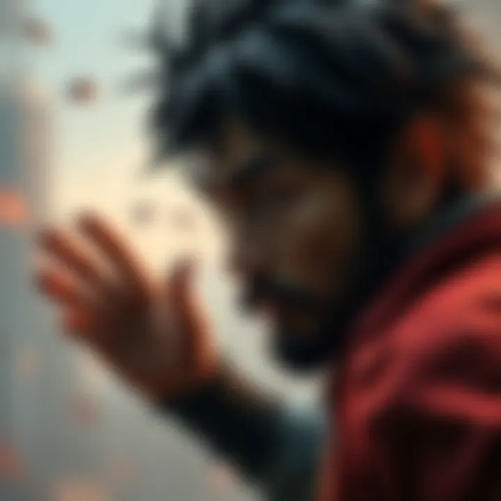 Yuji stands ready to confront an average man in a tense face-off, both showing determination and intensity.