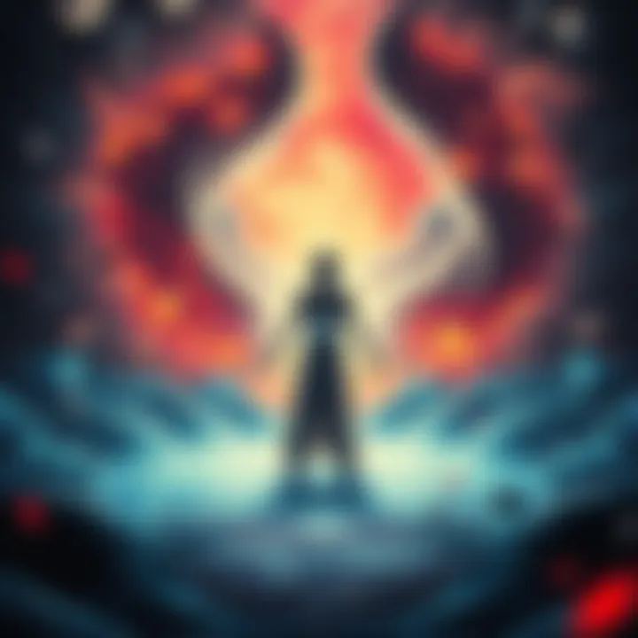 A dynamic scene showing Yuji standing at the center of a swirling domain, with familiar elements from the story's beginning forming around him, creating a sense of connection and closure.