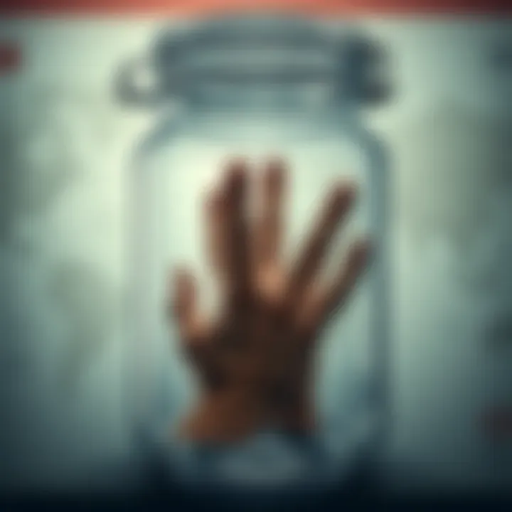 Yuji's Fingers in a Jar A close-up of a jar containing Yuji's fingers, symbolizing a potential cursed object with a political dilemma, surrounded by maps and energy symbols.