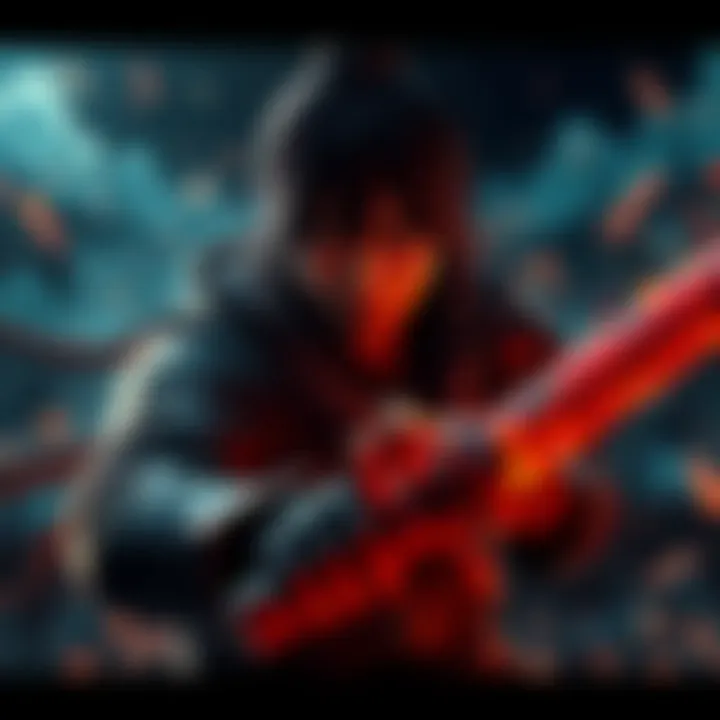 Yuji Itadori in battle Yuji Itadori stands ready for battle, with intense determination in his eyes, surrounded by a dark, chaotic environment.