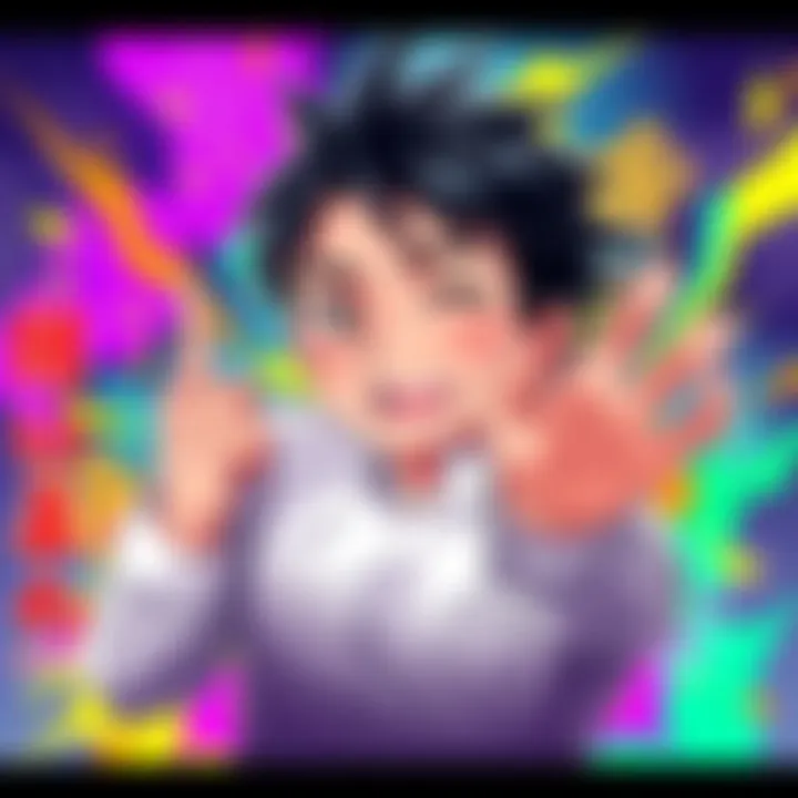 A colorful drawing of Yuji Itadori showcasing his energetic pose and distinctive features