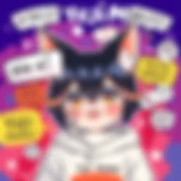 Yuji meme illustration Colorful illustration featuring a character named Yuji with cat ears and playful expressions, surrounded by various meme-style text bubbles