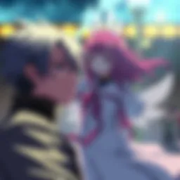 Yuji with a thoughtful expression, recalling memories of Nanami while Higoatruma stands ready for battle in a tense environment