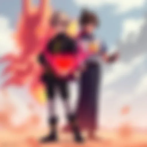 Yuji stands confidently holding Pochita's heart, while Denji, transformed into Sukuna's vessel, looms behind him, ready for battle. Both characters display powerful auras, hinting at their unique abil...