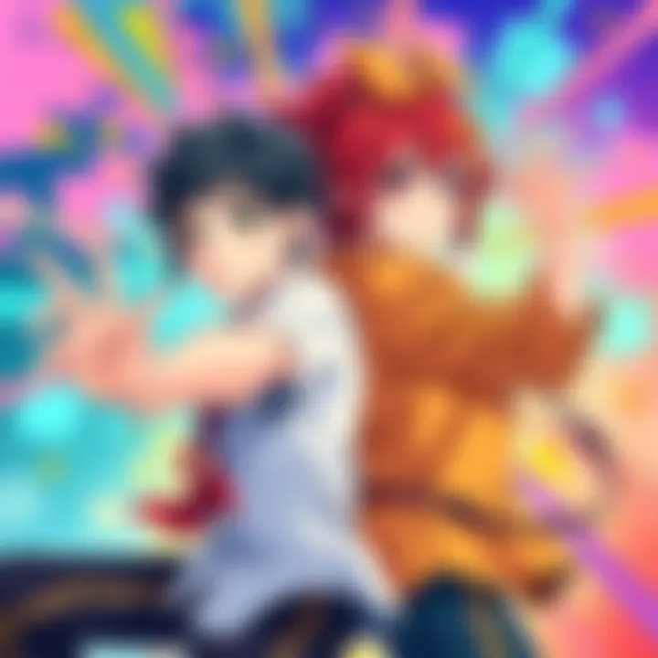 Vibrant illustration showing Yuji and Yuta in dynamic poses with colorful backgrounds, showcasing their distinct styles and energy.