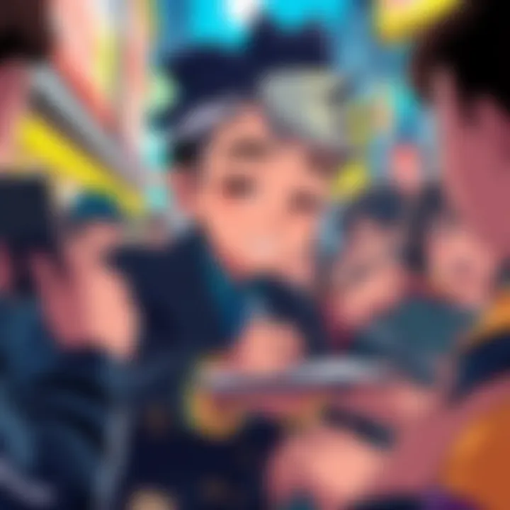A cartoonish character, Yujiro, is seen signing autographs for excited fans.