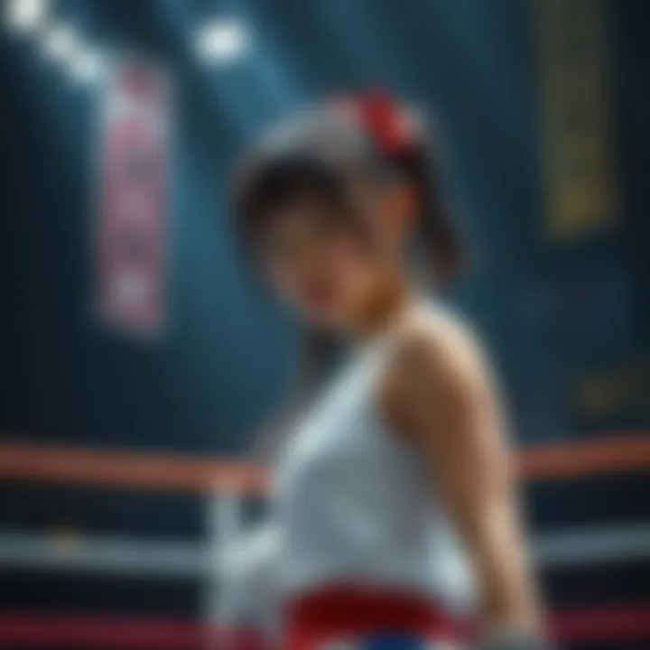 Yuki stands ready in the ring, focused and determined, preparing to face her opponents in Sendai.