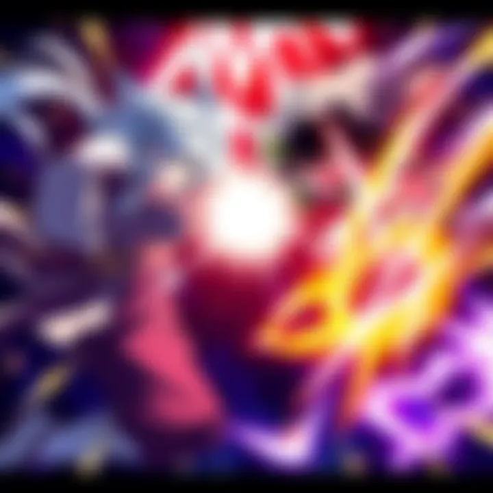 Yuki and Kenjaku facing off in an intense battle with dynamic action poses and energy effects
