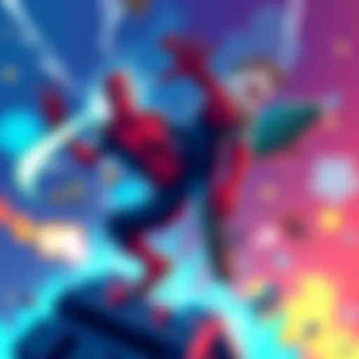 Colorful illustration featuring characters like Sasuke, Spider-Man, and Ben 10 participating in an exciting challenge for Yuri Lowenthal's birthday.