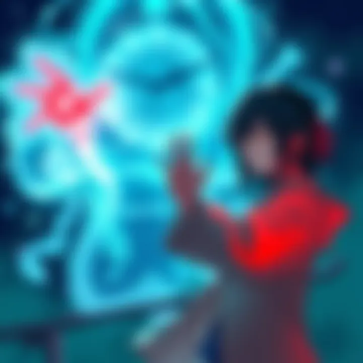 Yuta demonstrates his Copy technique, with Rika's spirit appearing as a ghostly figure beside him, emphasizing the five-minute limit.