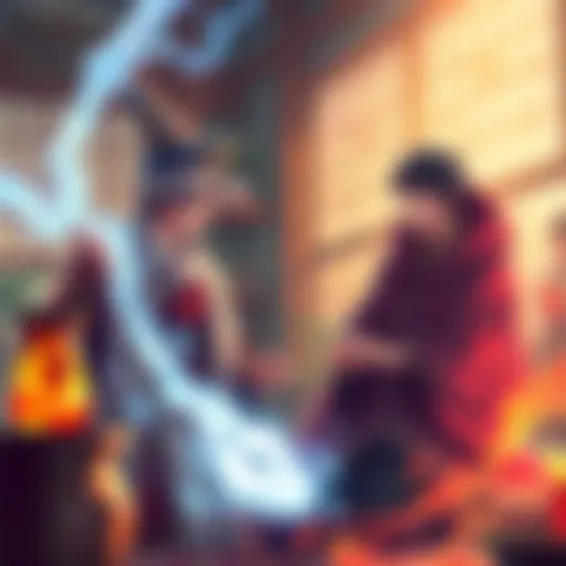 Yuta as a young sorcerer, interacting with Geto in a traditional sorcerer home, showcasing a bond of mentorship and power