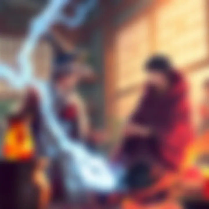 Yuta and Geto in a Sorcerer Setting Yuta as a young sorcerer, interacting with Geto in a traditional sorcerer home, showcasing a bond of mentorship and power