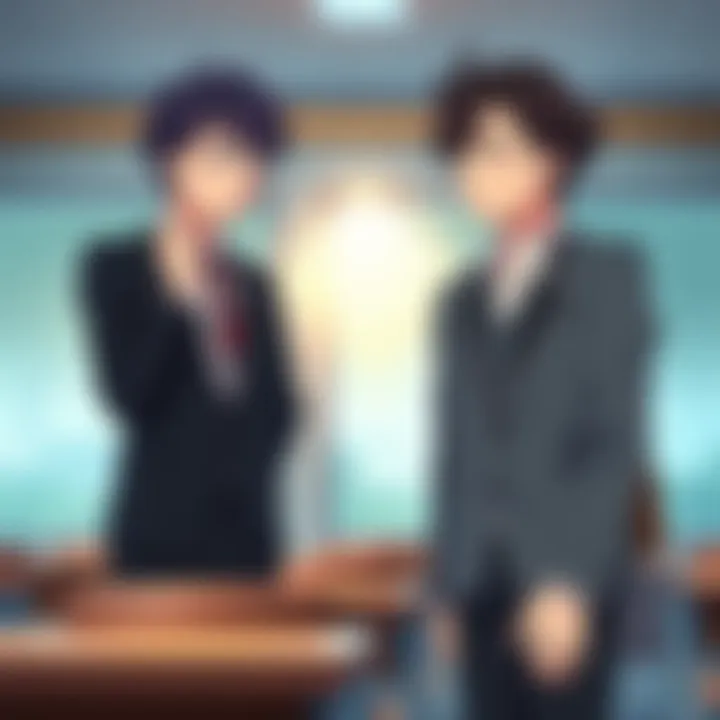 Yuta and Kashimo looking at Todo with mixed expressions of admiration and concern in a classroom environment