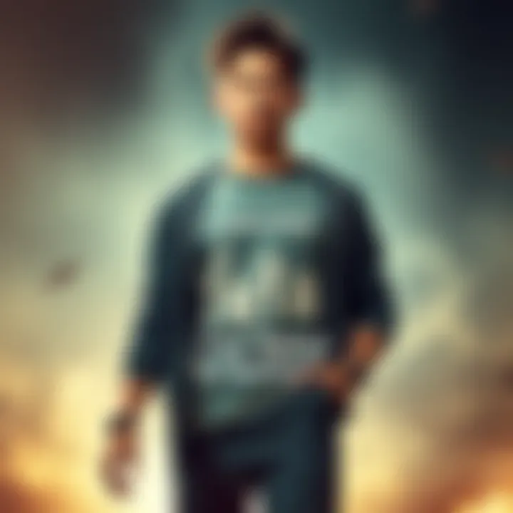 Yuta stands confidently with a determined expression, surrounded by words of slander, symbolizing resilience and strength against negativity.