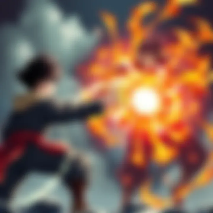 Yuta and Kenjaku prepare for an intense one-on-one fight, showcasing their unique powers and determination, set against a dramatic background.
