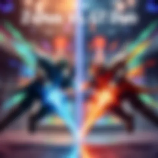 A side-by-side view of Z Duo and GT Duo, showcasing their different standby mechanics and attack patterns in a competitive gaming setting.