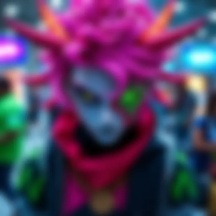 A vibrant Zamasu cosplay featuring intricate costume details and creative design, worn by a fan at a convention.