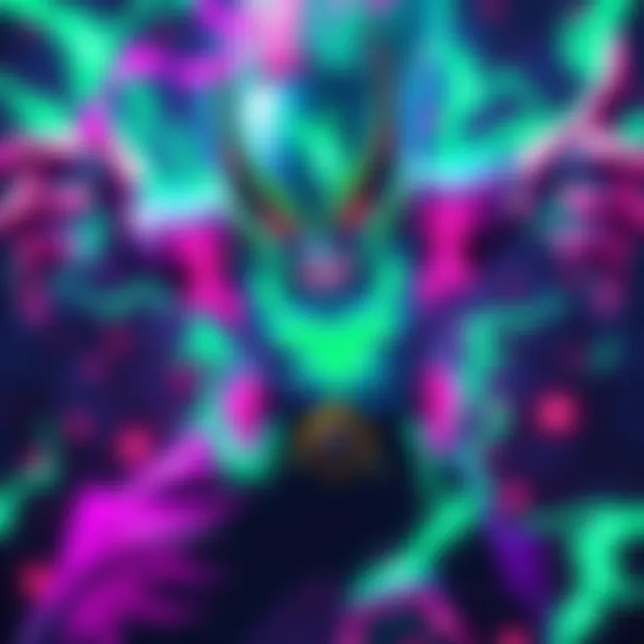 A vibrant depiction of the Zamasu summon animation showcasing bright colors and dynamic effects