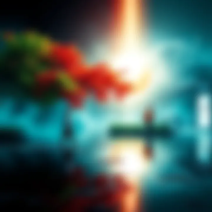 A symbolic representation of Zamasu's vision reflecting modern themes, showing a blend of nature and urban life.