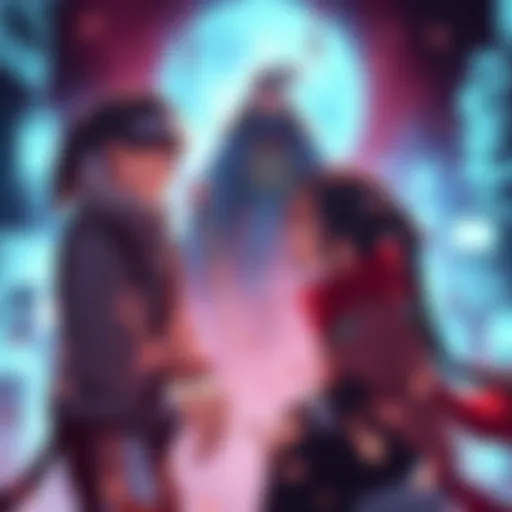 Zanatetsu and Niko in a heated discussion, pondering their roles in the upcoming story arc, with Aryu observing.
