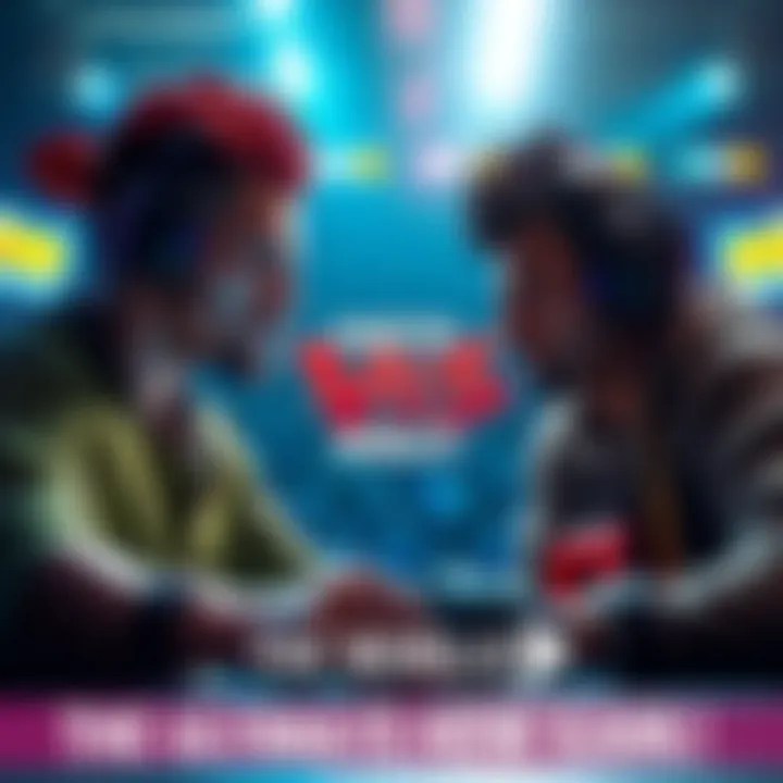 Competitors facing off in an intense gaming matchup at ZANTETSU VS THE WORLD 5