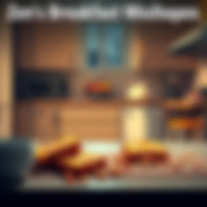 A scene of a kitchen with burnt toast and spilled cereal, showcasing Zen's latest breakfast mistakes