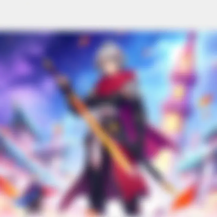Zenitsu from Infinity Castle Anime character Zenitsu with a sword, standing in a colorful, dynamic setting representing Infinity Castle.
