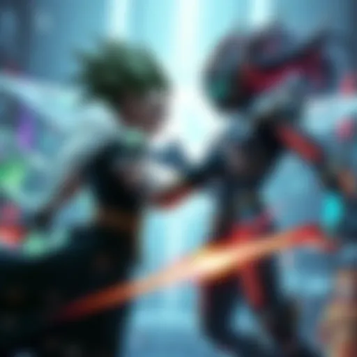 Zeno and Anti Spiral Battle Zeno and Anti Spiral facing off in an epic battle, showcasing their powers and abilities in a vibrant scene.